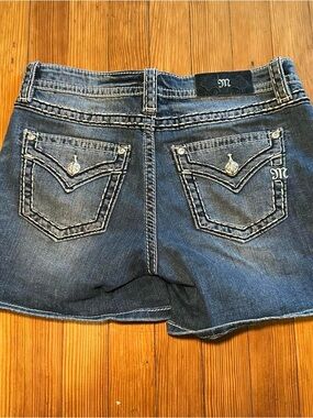 Miss Me Light Blue Denim Shorts with Embroidered Waistband